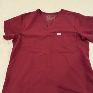 figs burgundy scrub top, large